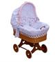 Proutěný košík na miminko s boudičkou SLON Gusto - růžová