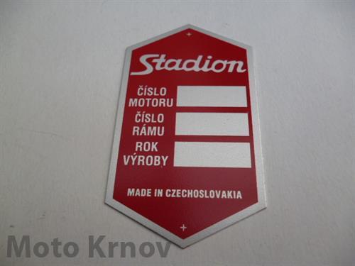 štítek typový ( Stadion ) červený