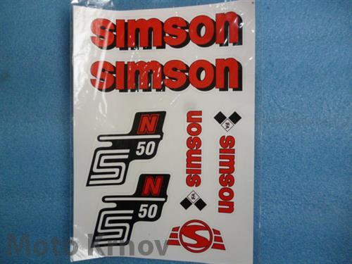 nálepky SIMSON S50 N arch - červeno/černá, orig.vzor IFA
